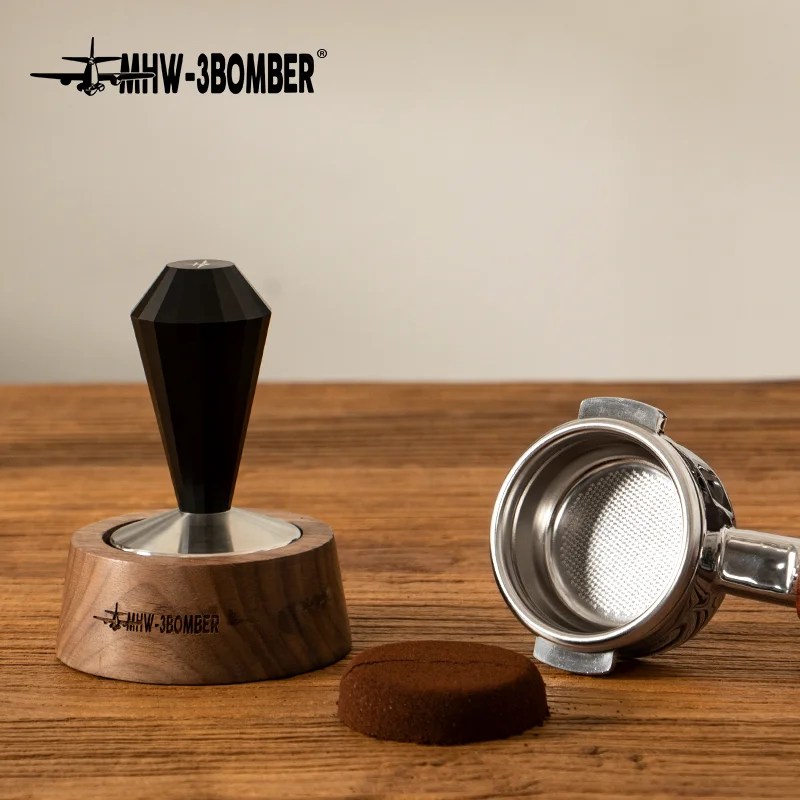 Soporte de filtro de caf&eacute; de madera de nogal, esterilla para Espresso, Base de soporte para cafetera, accesorios de caf&eacute; para Barista-2