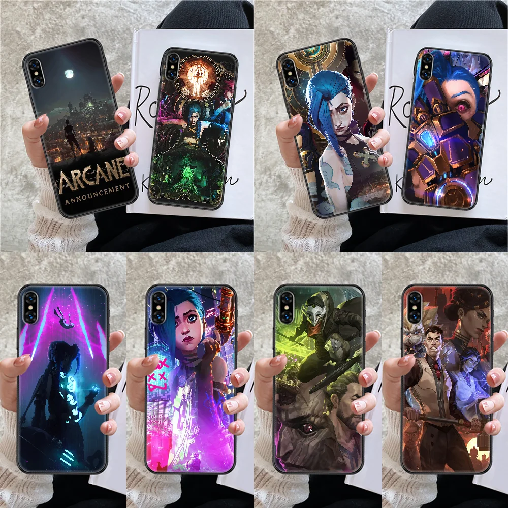 Arcane Jinx аниме чехол для телефона iphone SE 2020 6 6S 7 8 11 12 13 Mini Plus X XS XR Pro Max черный трендовый