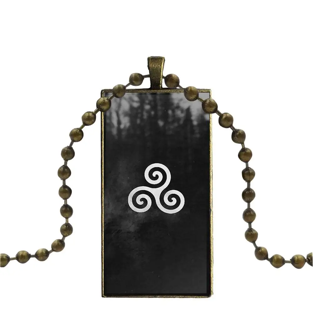 Ожерелье с бронзовым покрытием стеклянное колье кабошоном Длинная подвеска