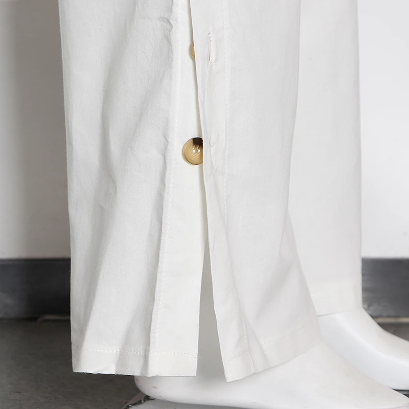 

GALCAUR Elegant Set For Women V Neck Lantern Half Sleeve Shirt High Wiast White Wide Leg Pants Casual Sets Female 2021 Clothing