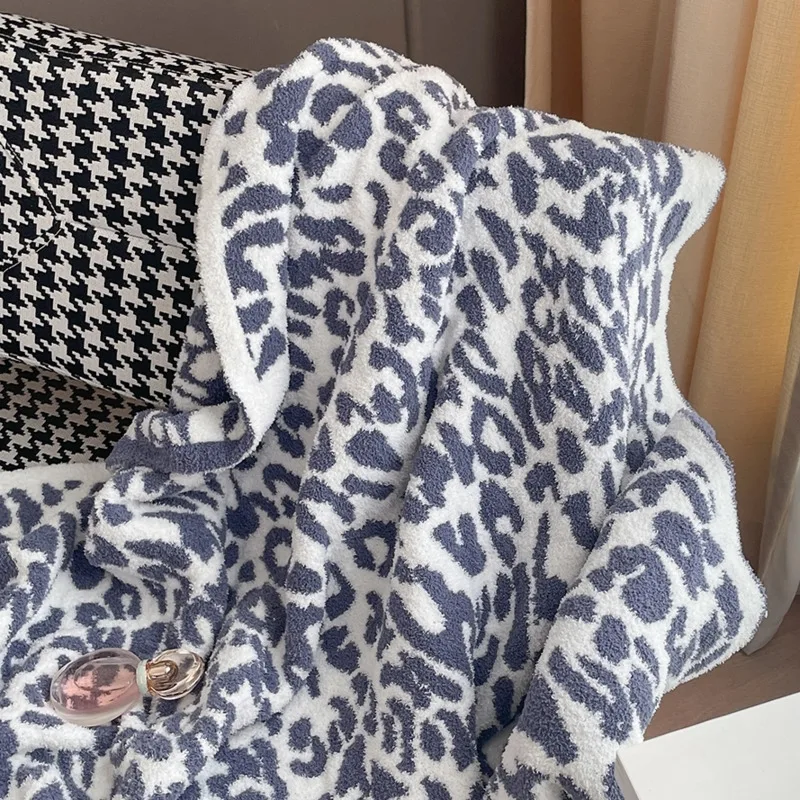 Manta de punto delicada con estampado de leopardo para adulto, manta c&aacute;lida y esponjosa, supersuave, c&oacute;moda, port&aacute;til, ligera, para sof&aacute;, Invierno-2