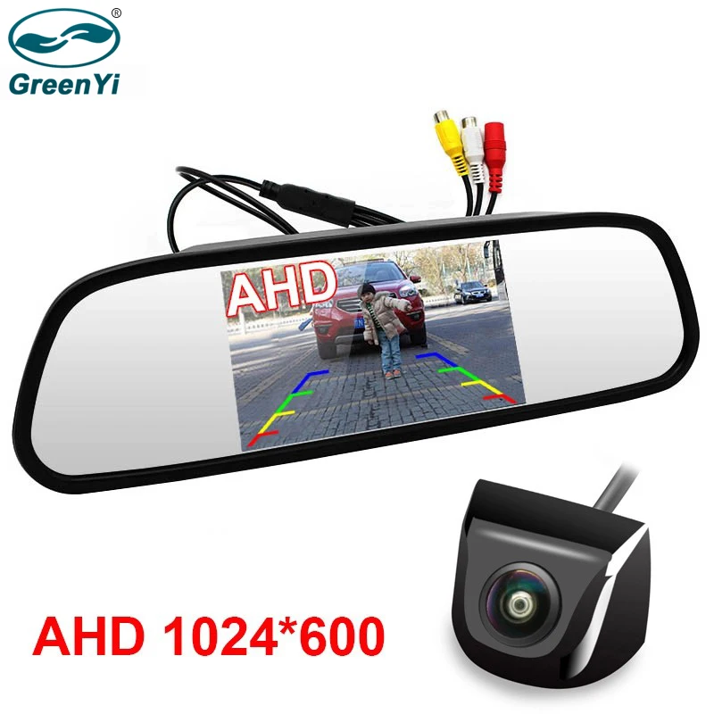 GreenYi 5 дюймов AHD 1024x600P автомобильный внутренний монитор зеркала заднего вида с 1280 ×