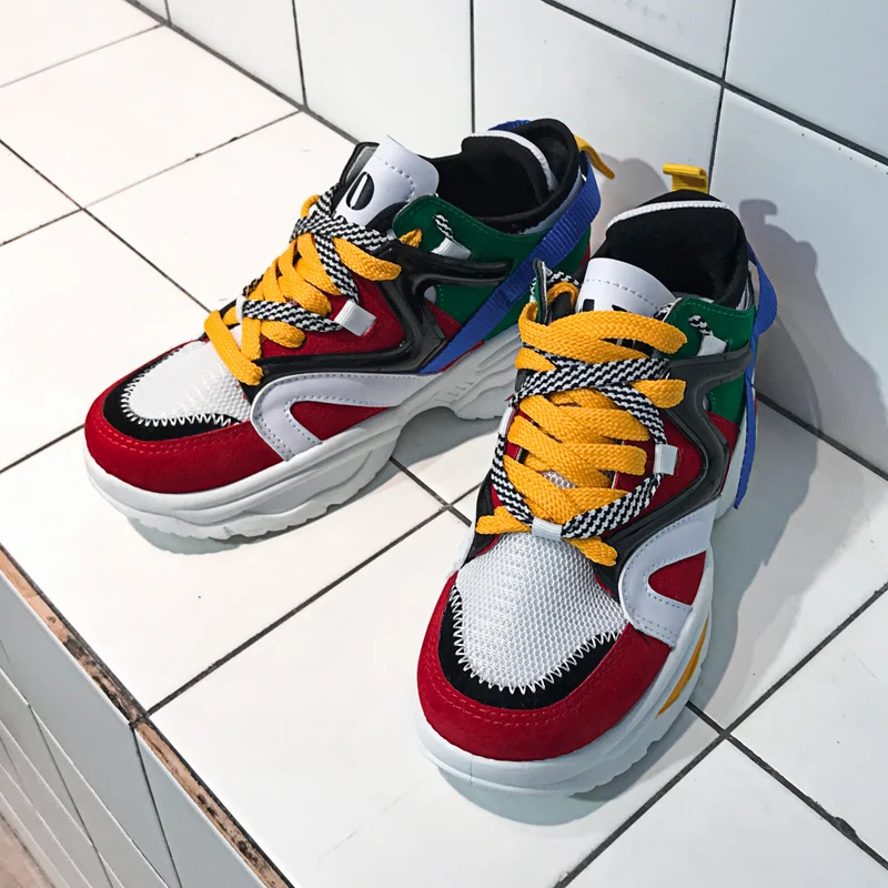 Весенняя женская Вулканизированная обувь Не сужающиеся книзу массивные