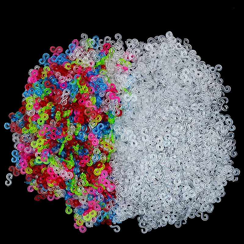 500Pcs 12x5.3mm Acrylic S Clips Rubber Band Plastic Connectors For DIY Necklace Bracelet Jewelry Making Clasp Supplies - купить по