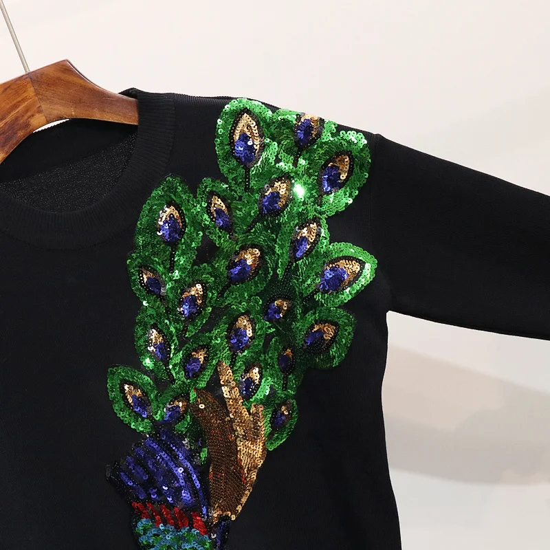 2019 осенне зимний женский комплект модный вязаный свитер с вышивкой и пайетками