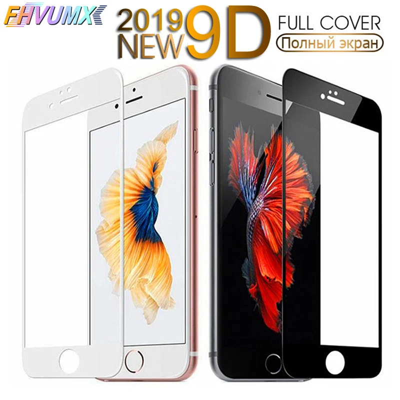 Закаленное стекло с закругленными краями 9D для IPhone 7 8 6 6S Plus XS Max XR X|Защитные стёкла