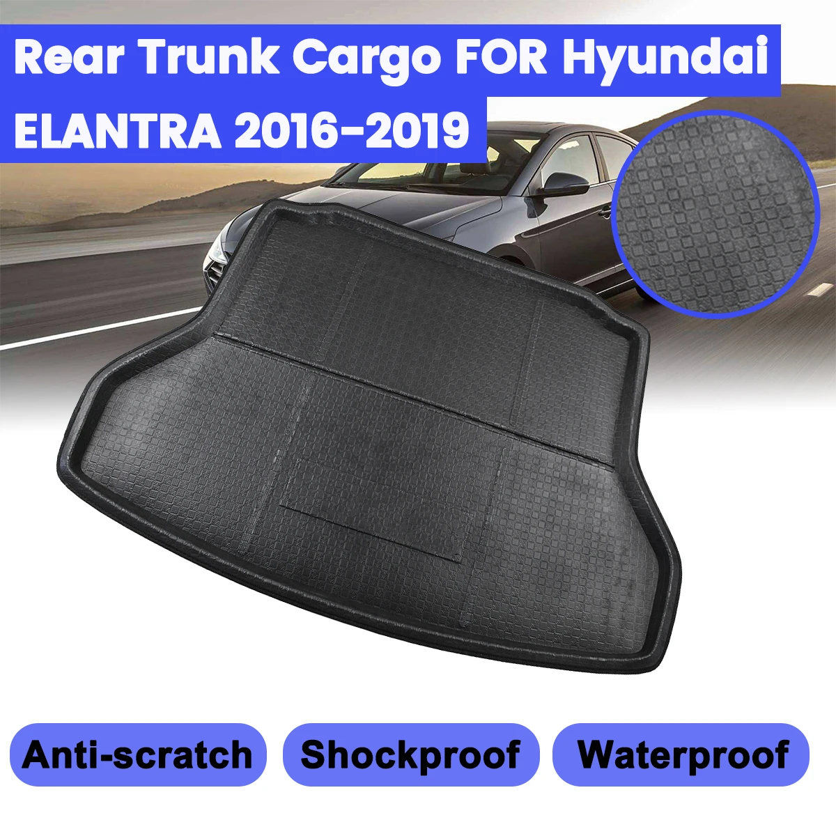 

Напольный коврик для Hyundai Elantra Avante 2016 2017 2018 2019, коврик для грузового автомобиля, поднос для багажника, чехол для заднего багажника, матовый коврик