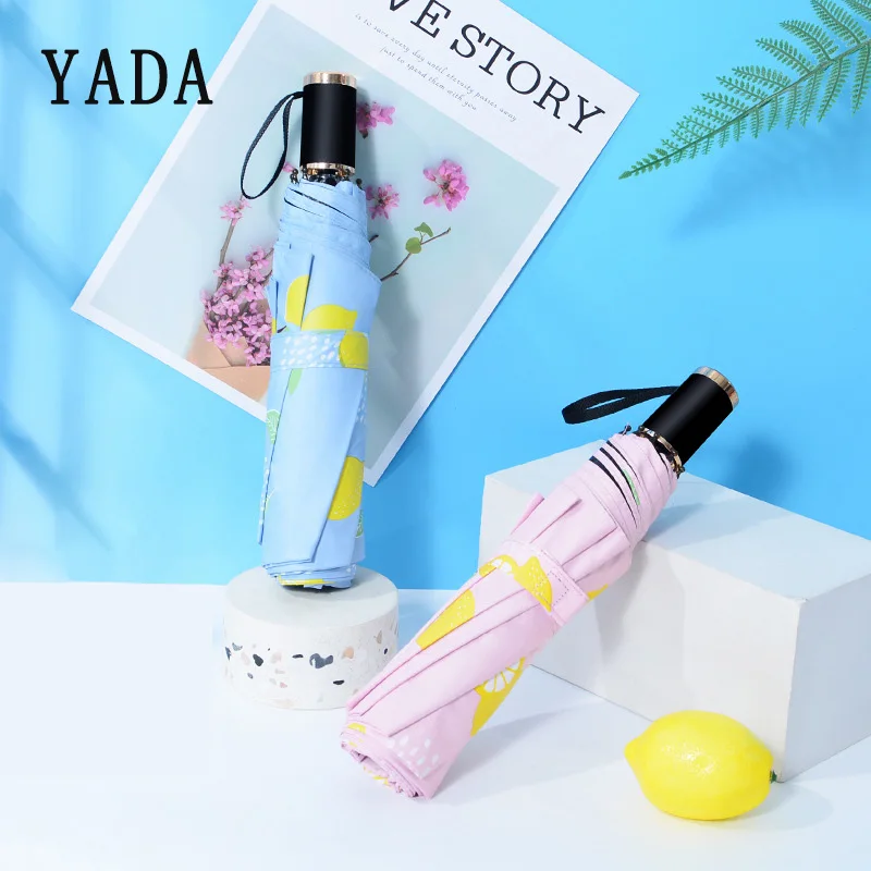 

YADA Creative Cartoon Fruit Lemon Umbrella Rain Women Charm Folding Umbrella For Women Windproof Lemon Pattern Umbrellas YS793