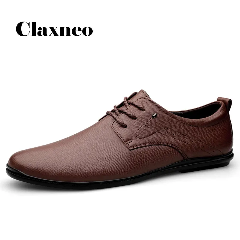 

Man Autumn Shoes Genuine Leather Men's Derby Footwear Brown Dress Shoe Male Formal Business Oxfords Flats Designer