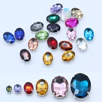 24colors all sizes 6 30mm sew on oval silver button rhinestone crystaldiamantemontee jewelry diy wedding dress shoes crafts