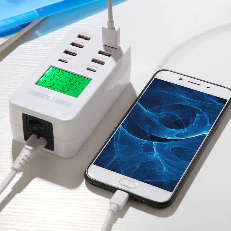 5V7A 8 портов USB быстрое зарядное устройство 3 0 Type C ЖК дисплей для iPhone iPad Samsung Huawei