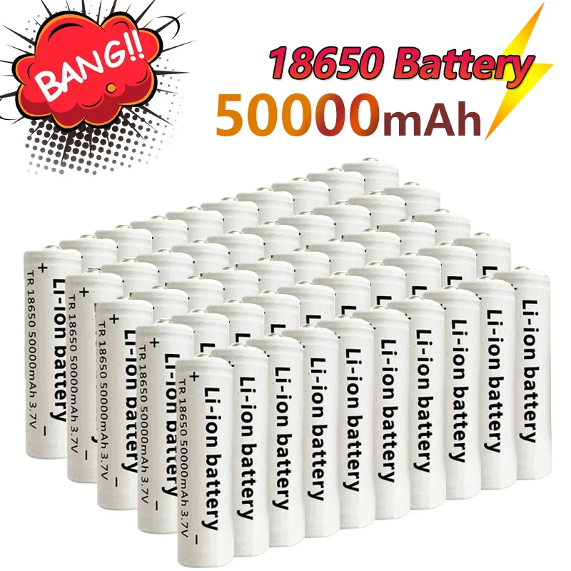 

18650 Large Capacity Lithium Battery 3.7V 50000mAh Rechargeable Lithium Ion Battery Flashlight Toy Rechargeable Battery