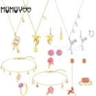 Модная женская бижутерия SWA, изысканное ожерелье с кулоном в виде мороженого и банана для коктейвечерние, романтический подарок для женщин