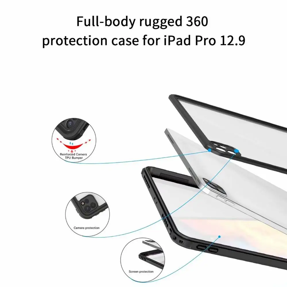 Чехол Redpepper Series Ip68 Водонепроницаемый для Ipad 2020 12 9 подводный ударопрочный чехол