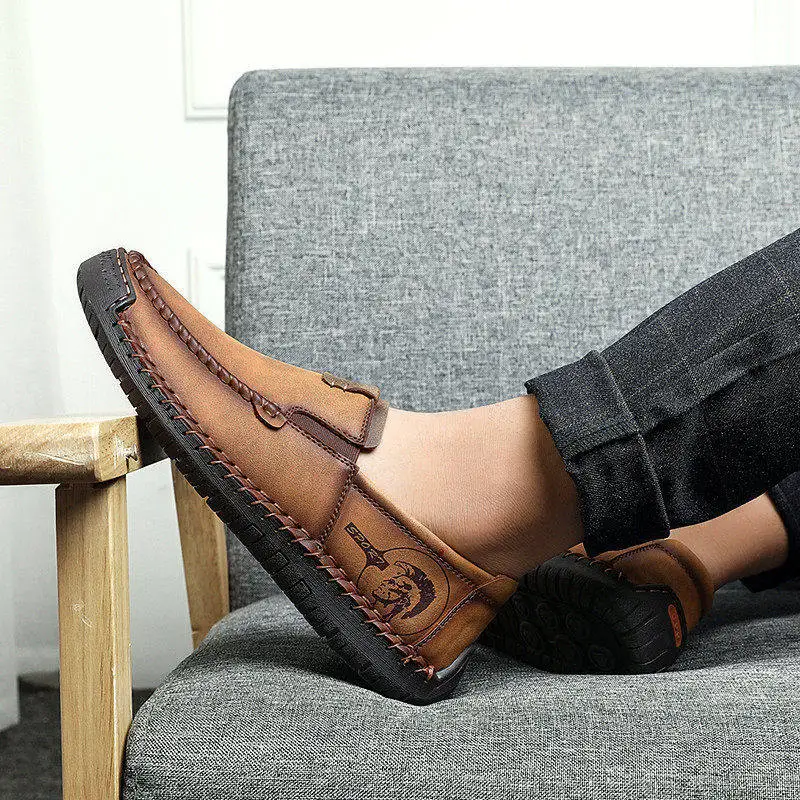 Мужские кожаные повседневные туфли модные Лоферы без шнуровки лоферы удобные