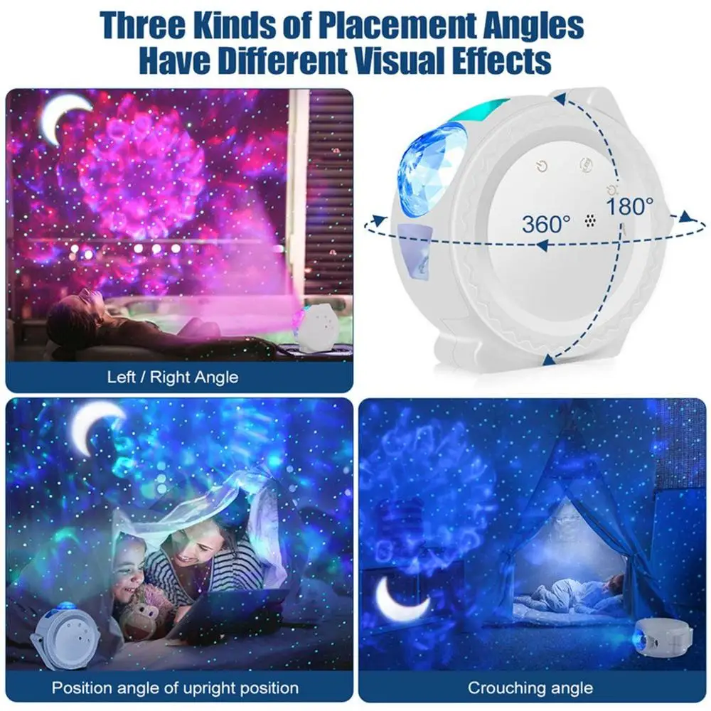 

6-Color Ocean Wave Light Starry Sky Projector LED Nebula Cloud Night Light Special 360Degree Rotating Night Light For Children