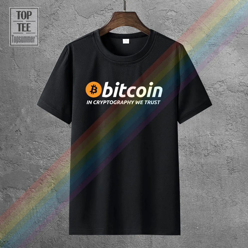 

T Shirts Bitcoin In Cryptography We Trust Men'S O Neck Moon Short Sleeve Cryptocurrency T Shirt Men Funky Tees Cotton Clothes