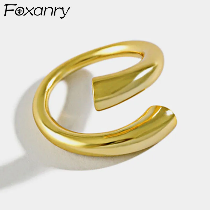 

Foxanry Minimalist Silver Color Engagement Rings for Women Couples New Fashion Creative Birthday Party Jewelry Gifts