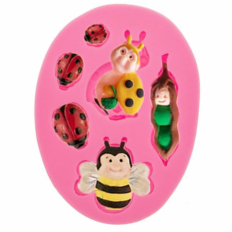 New bee snail ladybug liquid fondant silicone cake mold decoration mold
