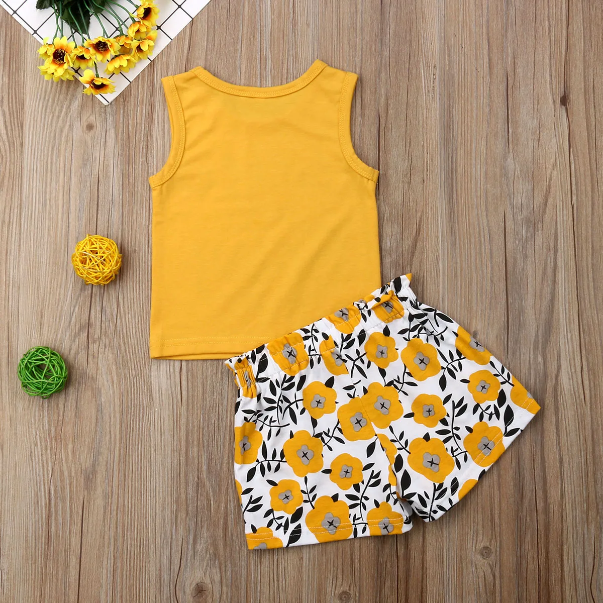 

Summer Baby Boy Print Sassy Miss Yellow Beach Tops T-shirt+Pant Fashion Outfits Shorts Set Clothes