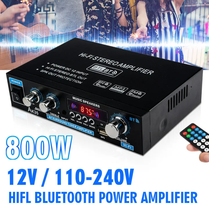 

AK35 380 800W Home Digital Amplifiers Audio 110-240V Bass Audio Power bluetooth Amplifier Hifi FM Auto Music Subwoofer Speakers