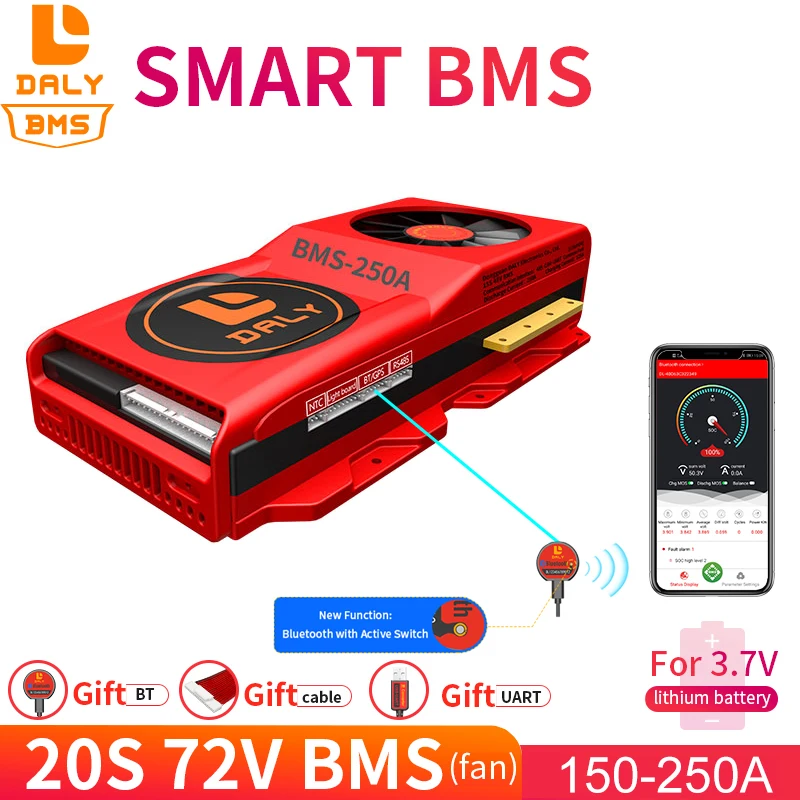 

Daly 18650 smart BMS 20S 72V 150A 200A 250A Bluetooth 485 to USB device CAN NTC UART software Li-on Battery protection Board BMS