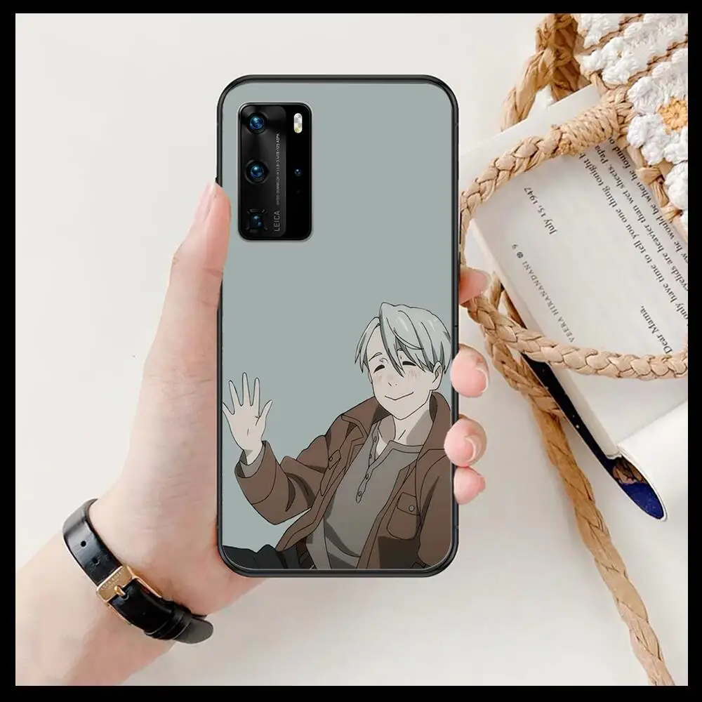 

anime yuri on ice carton Clear Phone Case For Huawei Honor 20 10 9 8A 7 5T X Pro Lite 5G Black Etui Coque Hoesjes Comic Fash