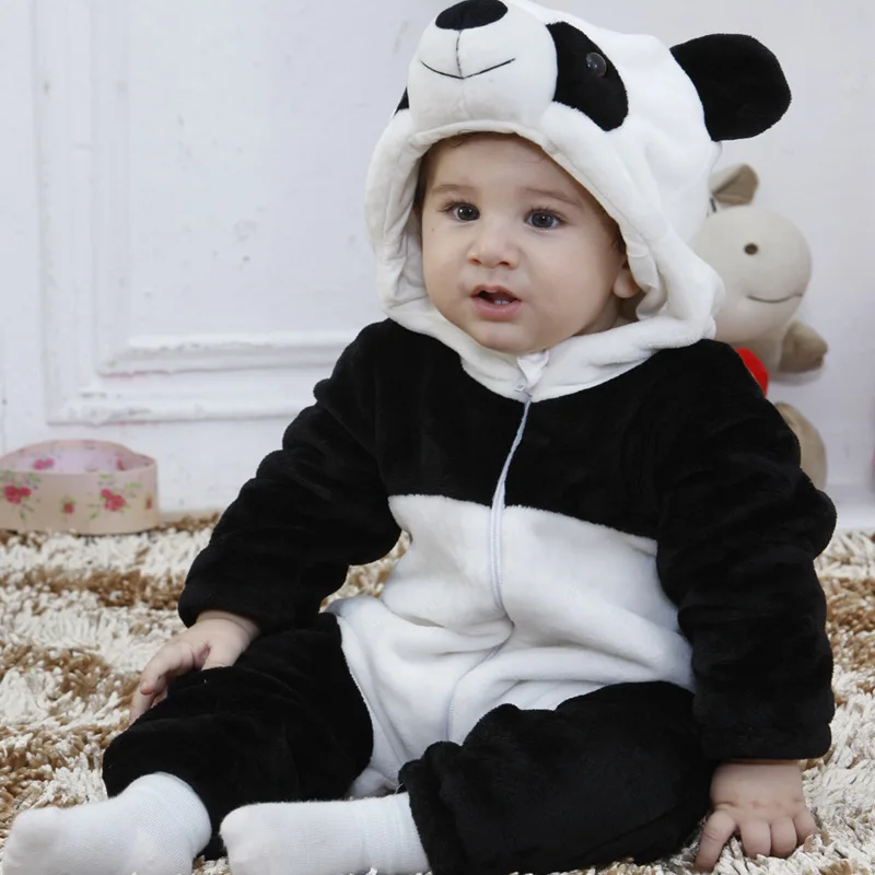Panda Детская осенняя одежда для мальчиков и девочек; комбинезоны с животными; комбинезон для малышей; домашний костюм мультфильм зимняя Пижама; костюм на Хэллоуин; комбинезон - Цвет: Panda