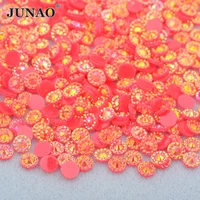 junao 4 5 6 mm red ab flower flatback rhinestones round resin strass stones glue on crystals stickers for decoration