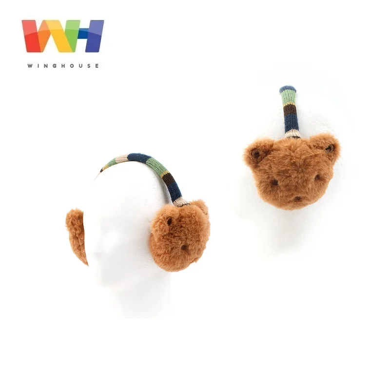 Winghouse Детские теплые наушники для мальчиков и девочек с мультяшным медведем