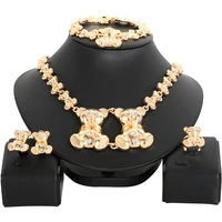 new arrivals women african beads jewelry sets crystal big bear necklace earring bracelet jewelry set gold color accessories