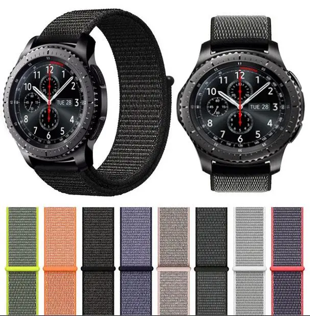 Нейлоновый ремешок для Samsung galaxy active 2 s2 S3 pebble time amazfit 1 s 3 GTR 47 42 GTS pace bip Ticwatch S S2 E pro 22 мм