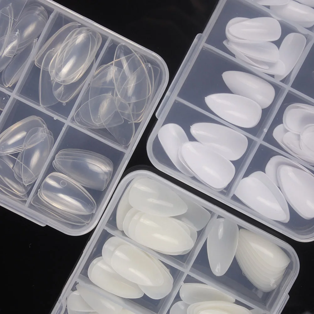 100 шт./коркор. накладные ногти миндаль прозрачные короткие полное покрытие ногтей