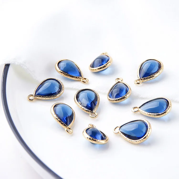 

Customized Stroke Solid Color Ink Sapphire Water Drop DIY Earrings Bracelet Necklace Inlaid Phnom Pendant Material