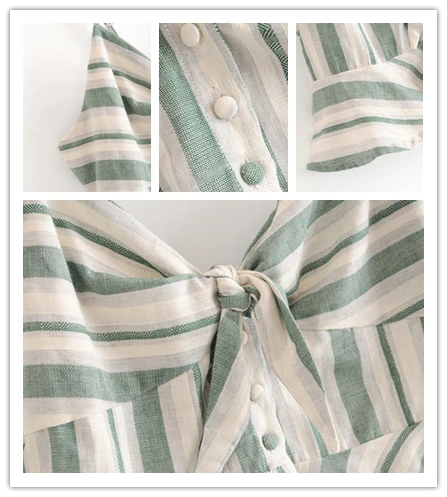 Топ женский в французскую полоску с V-образным вырезом и глубоким белая Зеленая