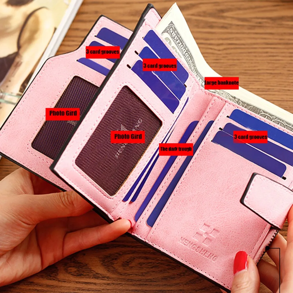 

Fashion Men's Solid Color Long Leather Retro Vintage Style Card Bag Wallet Card Holder Purse Money Case for Men Women sac