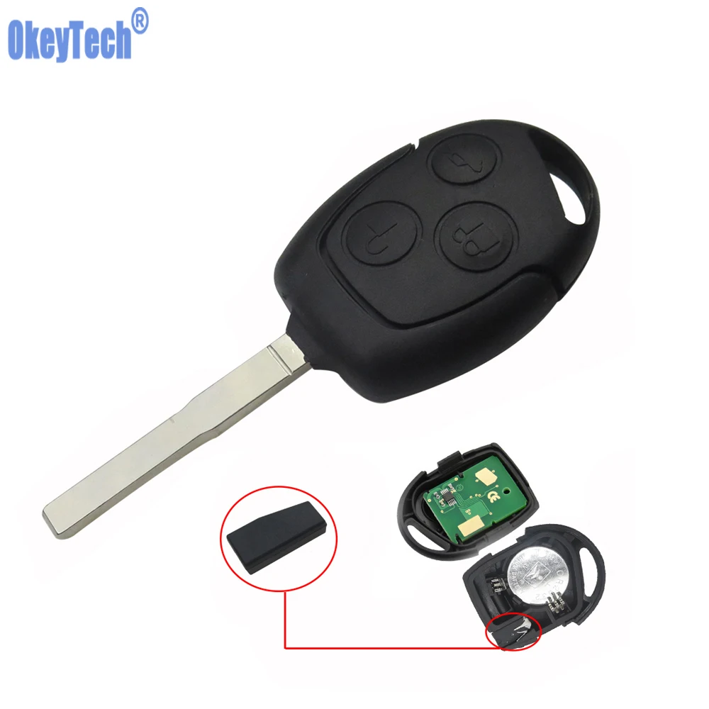 OkeyTech 3 кнопки дистанционного брелока 433 МГц 4D63 чип для Ford Focus Fiesta Mondeo Galaxy C Max S
