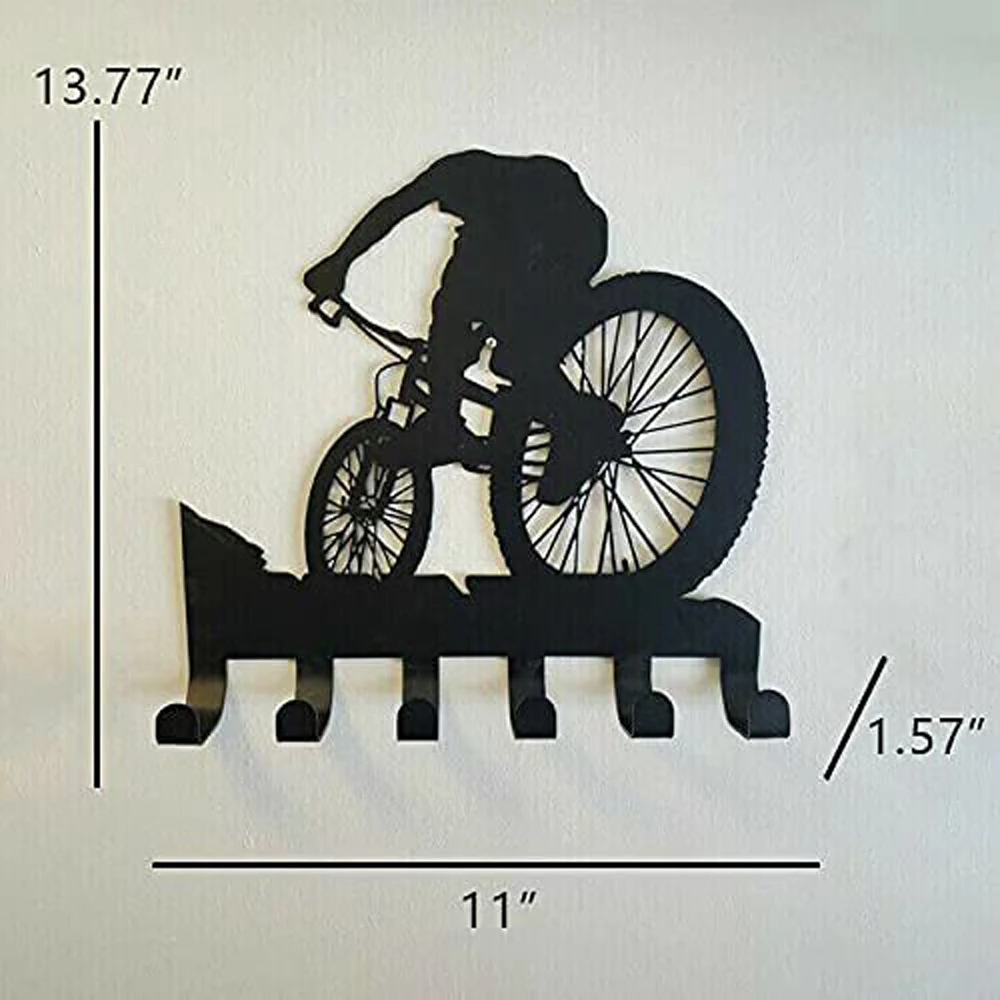 

Mountain Bike Gear Rack Metal Wall Decor Mountain Biking Wall Art Bicycle Art Silhouette Wall Sticker Carved Black FU