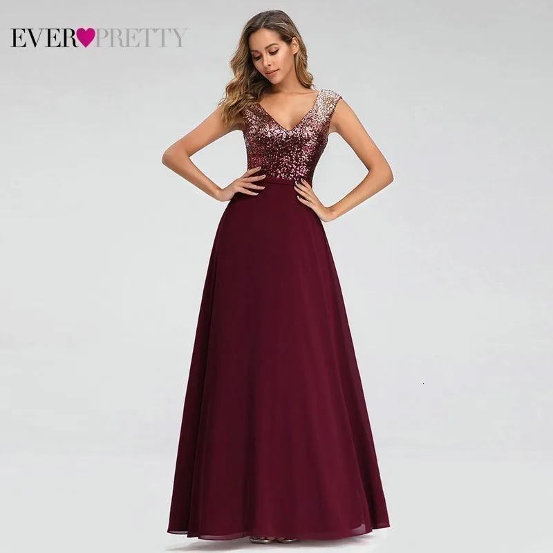 Vestido Madrinha Ever, красивые Бордовые Платья для подружки невесты, а-силуэт, v-образный вырез, сексуальные свадебные платья с блестками, Sukienka Wesele