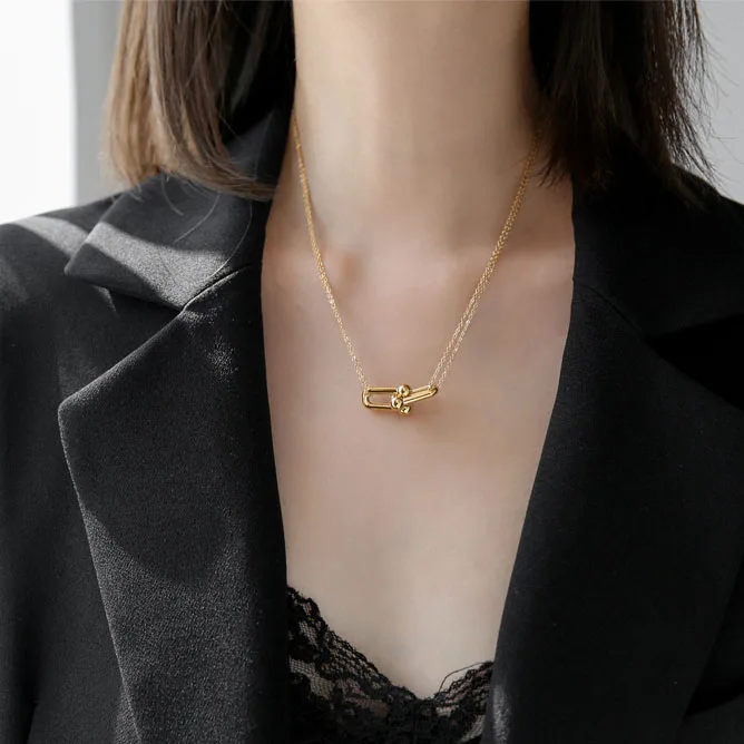 Цепочка до ключицы золотого и серебряного цвета индивидуальный дизайн ожерелья