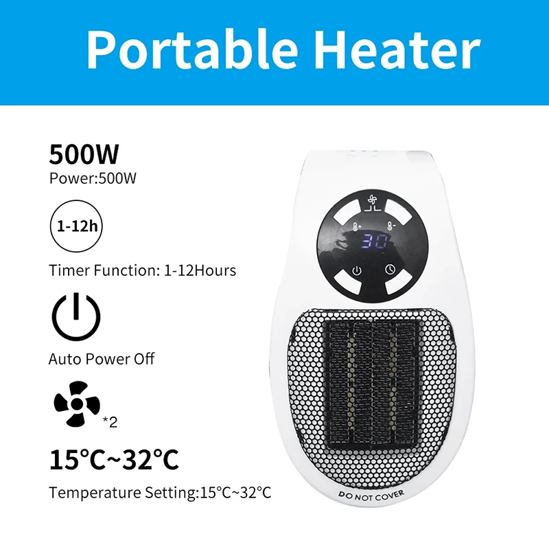 

Portable Electric Heater Mini Fan Heater Remote Control Wall Handy Heating Stove Radiator Warmer Machine for Winter WWO6