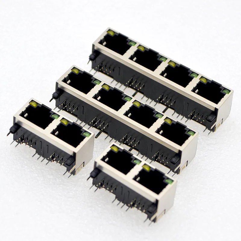 100 шт. новый сетевой разъем RJ45 Интерфейс 56 с подсветкой 1*2 1*4 8P8C экранированный