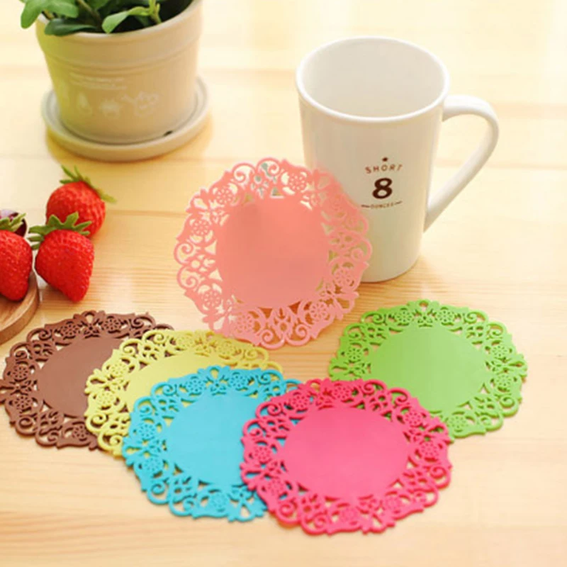 

1/4 Pcs Thermal Insulation Antiskid Silicone Dining Table Placemat Coaster Kitchen Accessories Mat Cup Bar Mug Drink Pads