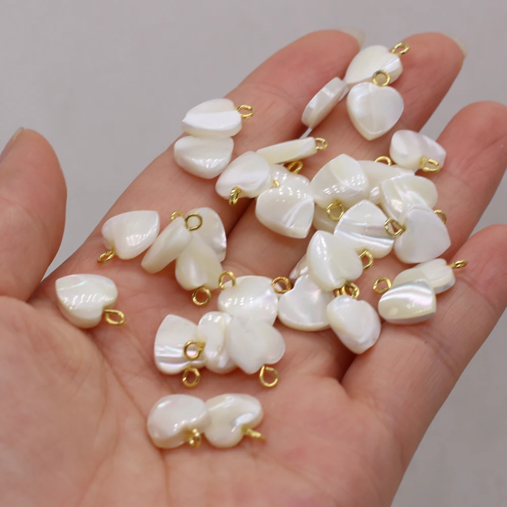 

4Pcs Fashion Heart-Shaped Pendant High-Quality Natural White Shell Charms for Jewelry Make DIY Necklace Earring Accessories 10mm