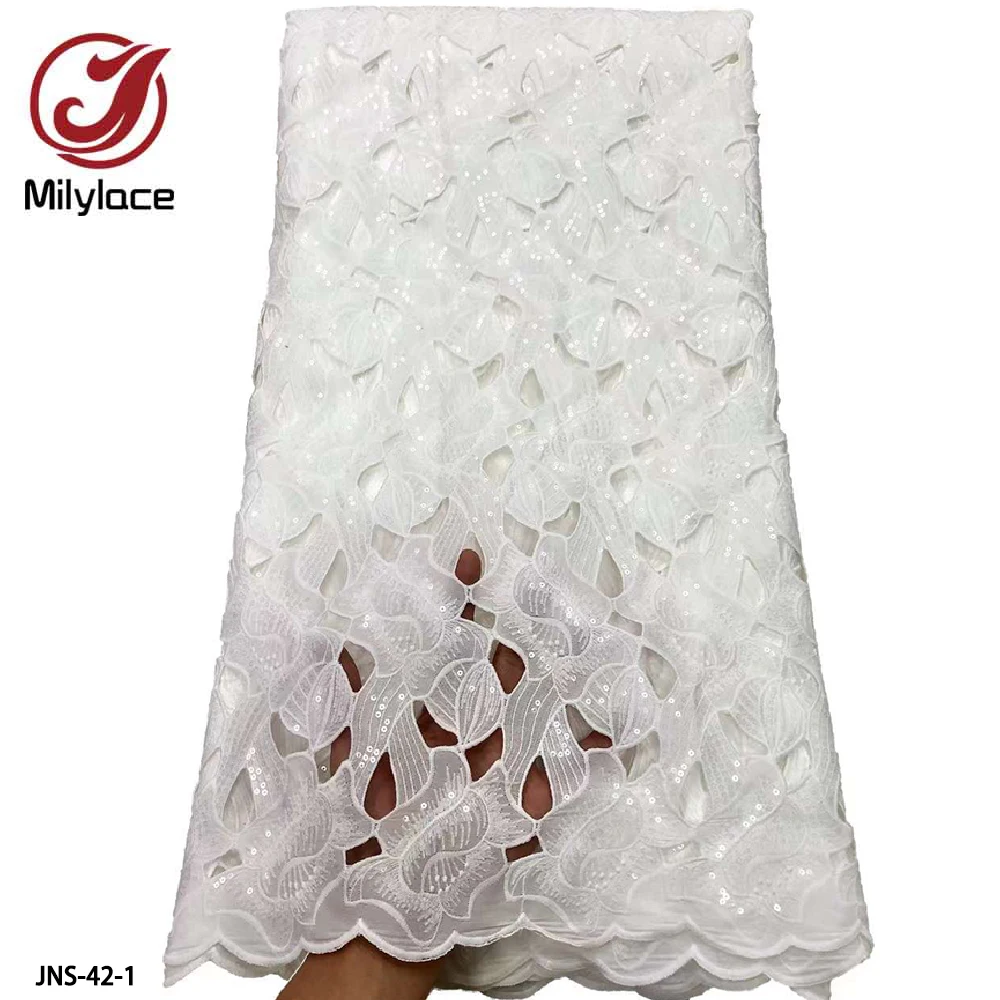

New Desiger High Quatily Guipure Lace Fabric Sequin Cord Lace Fabric with Water Soluble Lace Fabric for Wedding Dress JNS-42