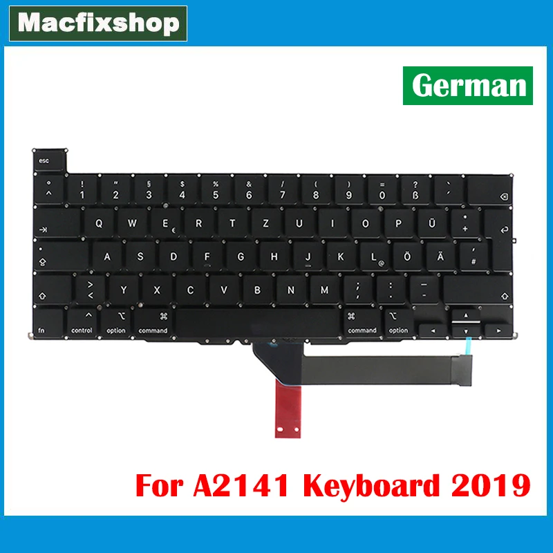 Оригинальная 16-дюймовая немецкая замена клавиатуры A2141 для Macbook Pro Retina GE EU