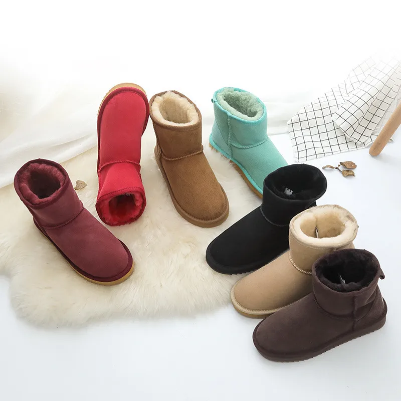 Классические новые зимние ботинки из натуральной овечьей шкуры женская обувь 2020