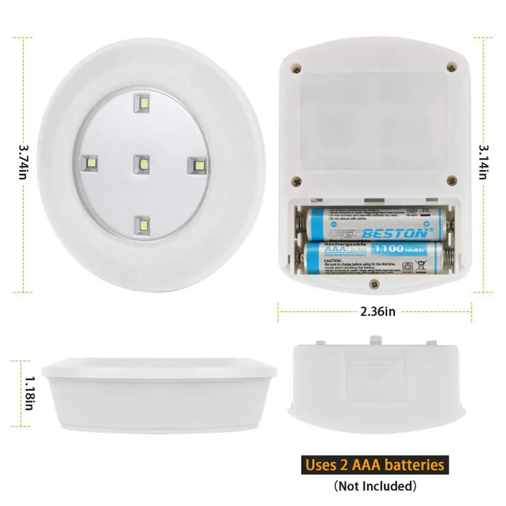 Под Кабинет светильник Батарея 5 светодиодов лампа Беспроводной сенсорный
