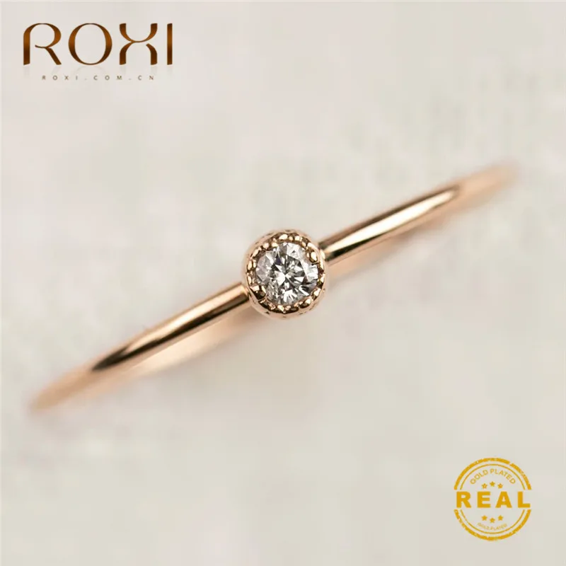 ROXI Модные Австрийские кристаллы Кольца для женщин микро проложить Свадебный с фианитами группа вечность укладки кольцо изящные тонкие украшения для пальцев