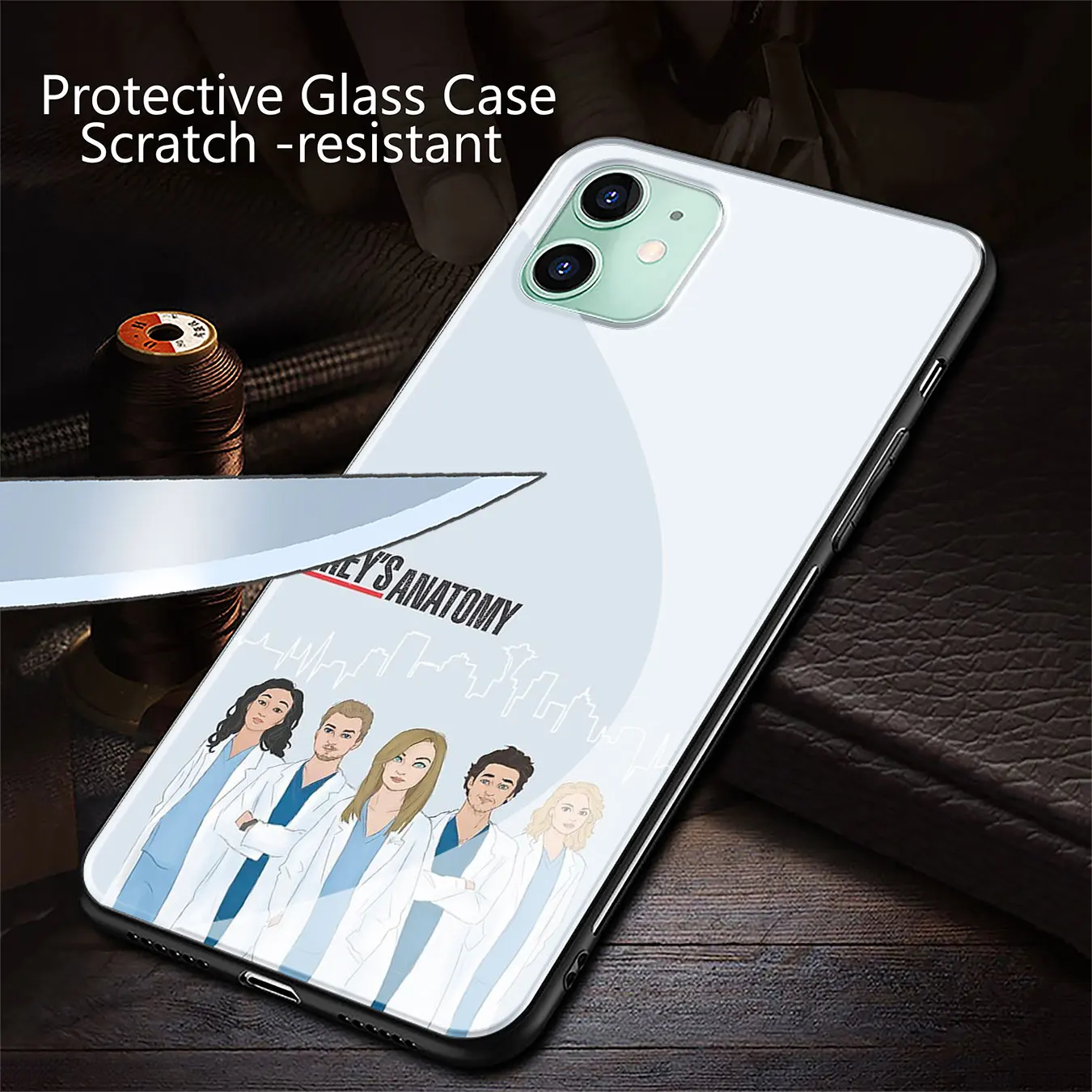 American TV Greys Anatomy Nurse doctor Pattern Tempered Glass Phone Case for iPhone 11 Pro XR X XS Max 6 6S 7 8 Plus 5 5S SE |